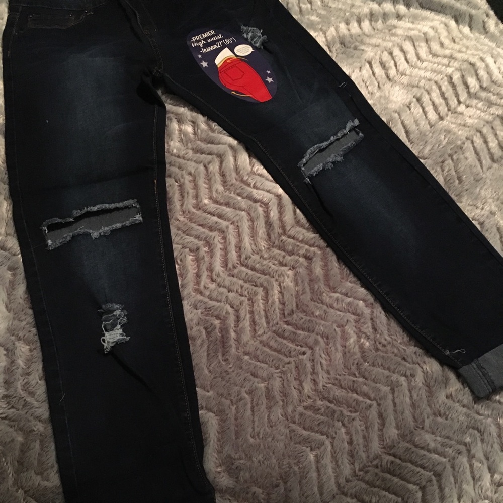 Plus Distressed Jeans